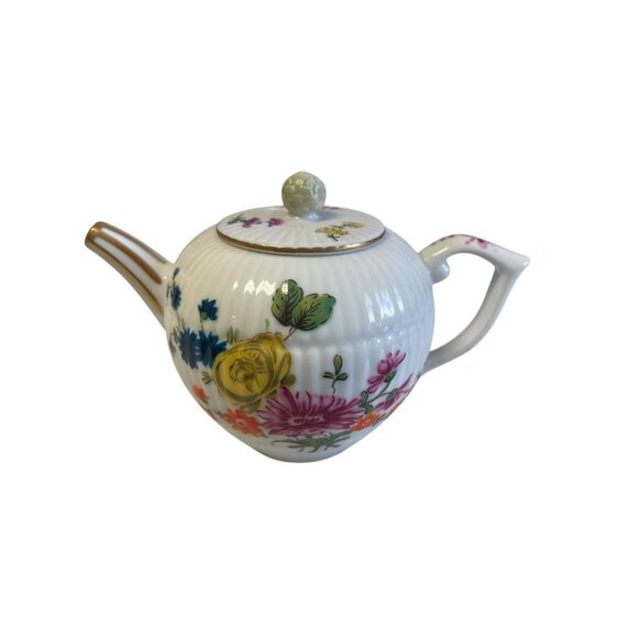 Fürstenberg Fine Mini  Porcelain Floral Teapot With Gold Accents - Picture 1 of 3